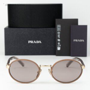 Prada Men Sunglasses Pecan Purple Brown Oval PRB56S 24E20I NEW AUTHENTIC